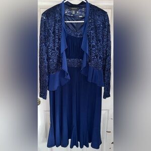 R&M Richard’s navy blue dress with jacket size women’s 10 tall